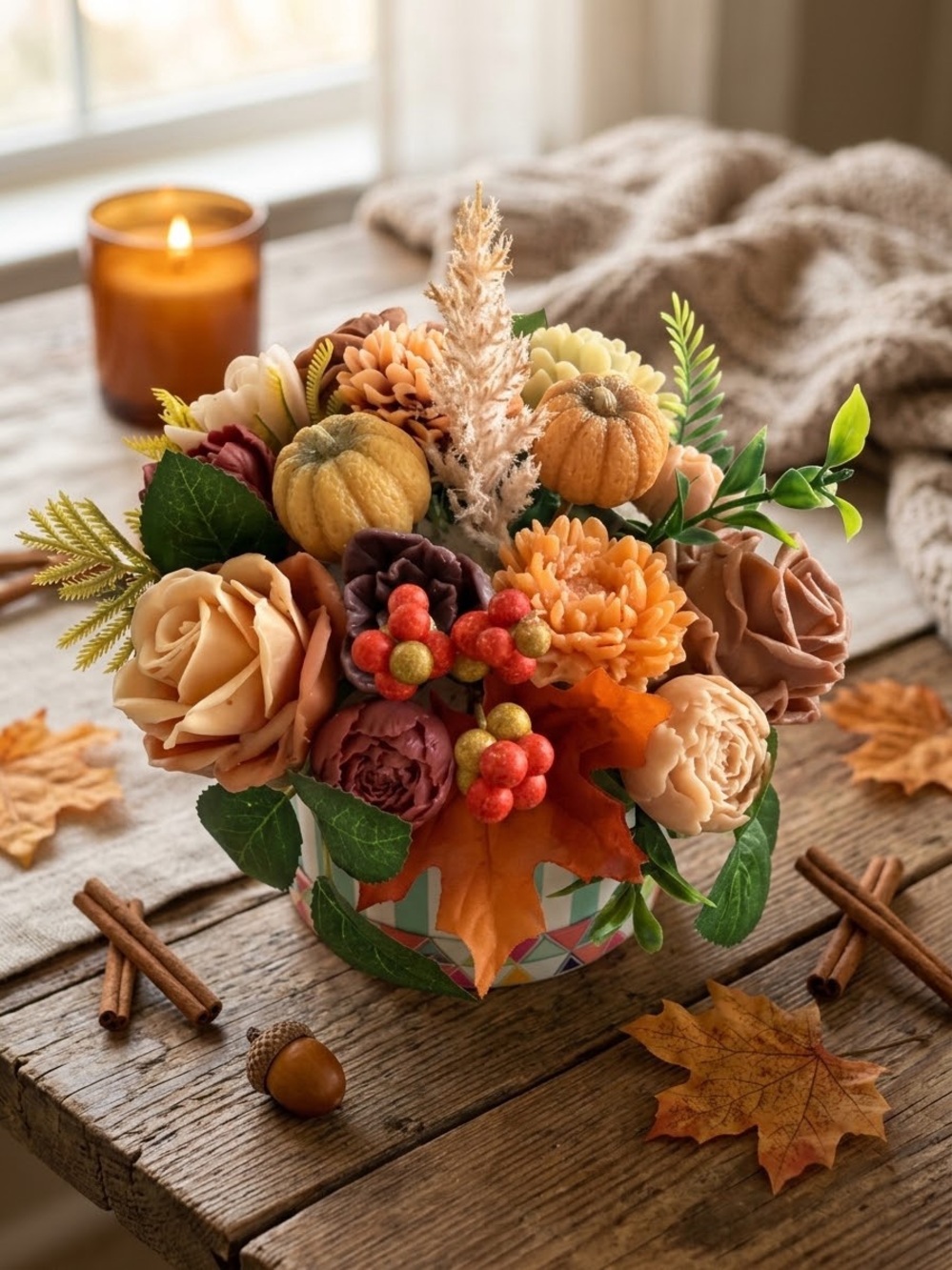 A floral composition made of soap with autumn scents — “Autumn Harvest”